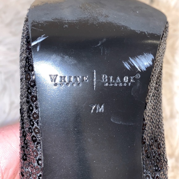 White House Black Market Black Sequin Heel Shoes - Picture 6 of 6